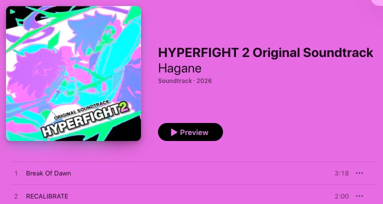 Hyperfight 2 Original Soundtrack by Hagane / steelplus debuts on Bandcamp